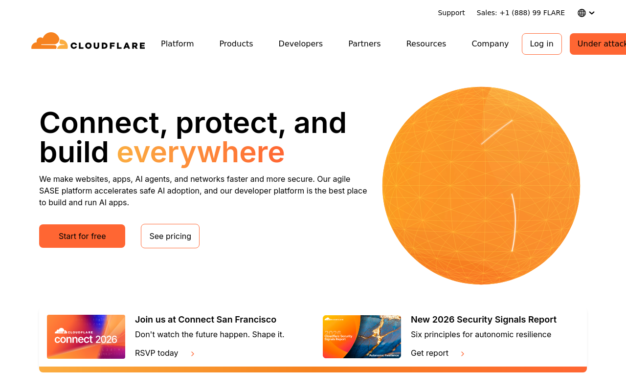 Screenshot of cloudfare.com